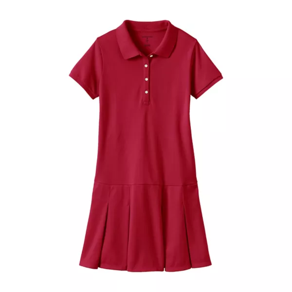 Платье-поло в сетку для школьной формы для девочек 2–20 лет Lands' End, красный