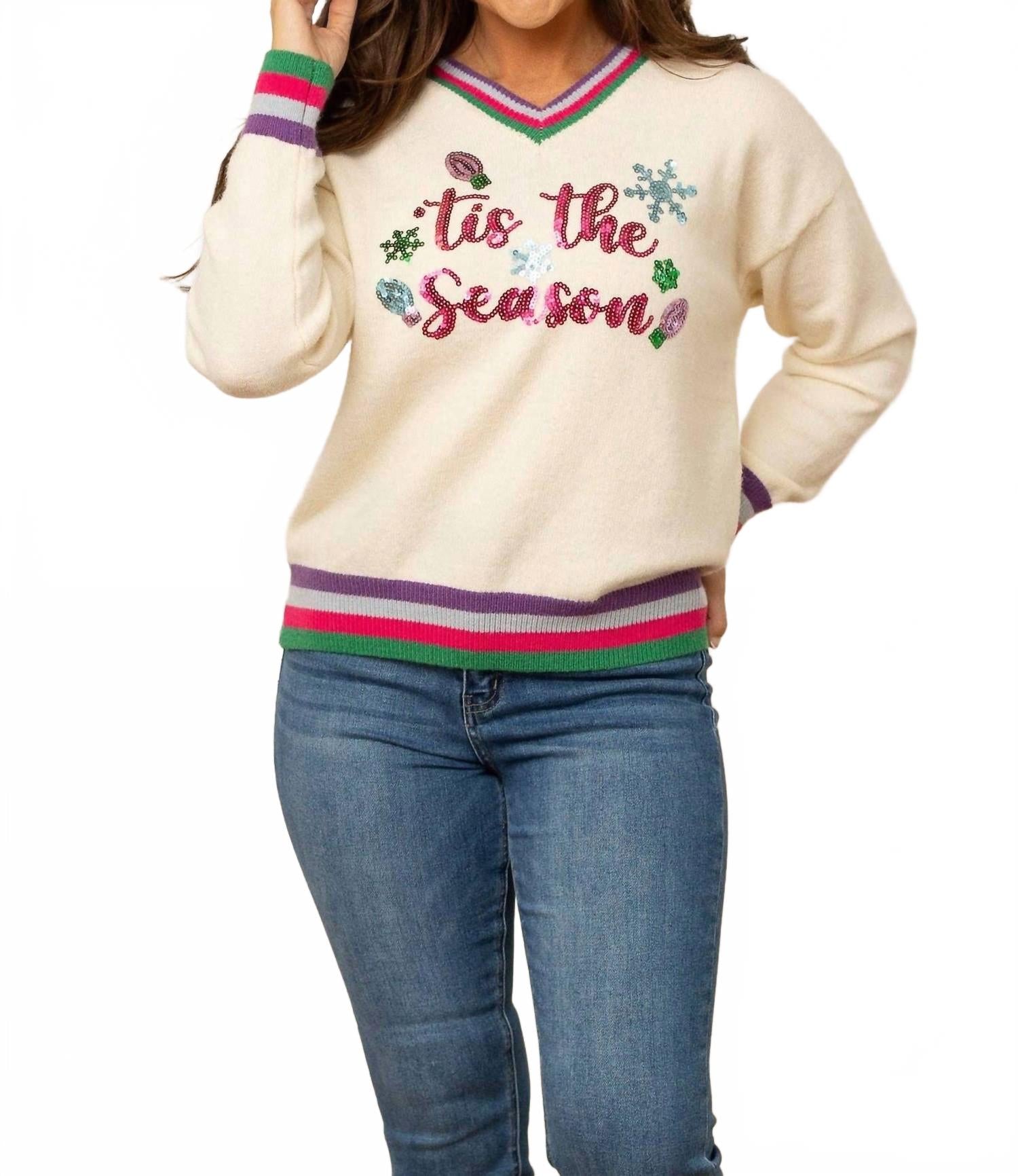 Свитер с пайетками "Время праздника" в бежевом цвете BABE
Свитер с пайетками "Время праздника" в бежевом цвете BABE