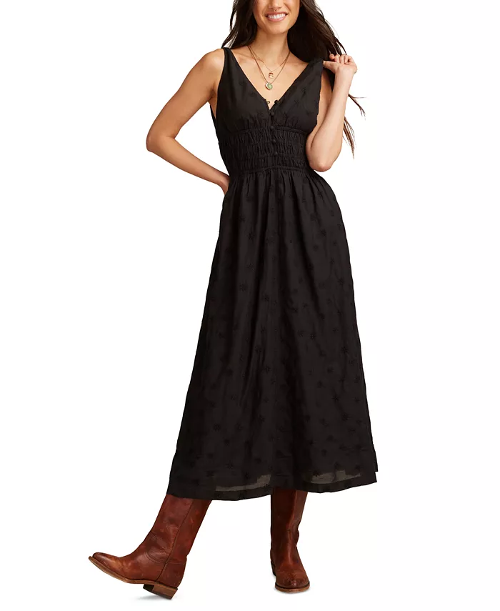 Женское хлопковое миди-платье с V-образным вырезом и присборенной талией Lucky Brand, черный
Женское хлопковое миди-платье с V-образным вырезом и присборенной талией Lucky Brand, черный