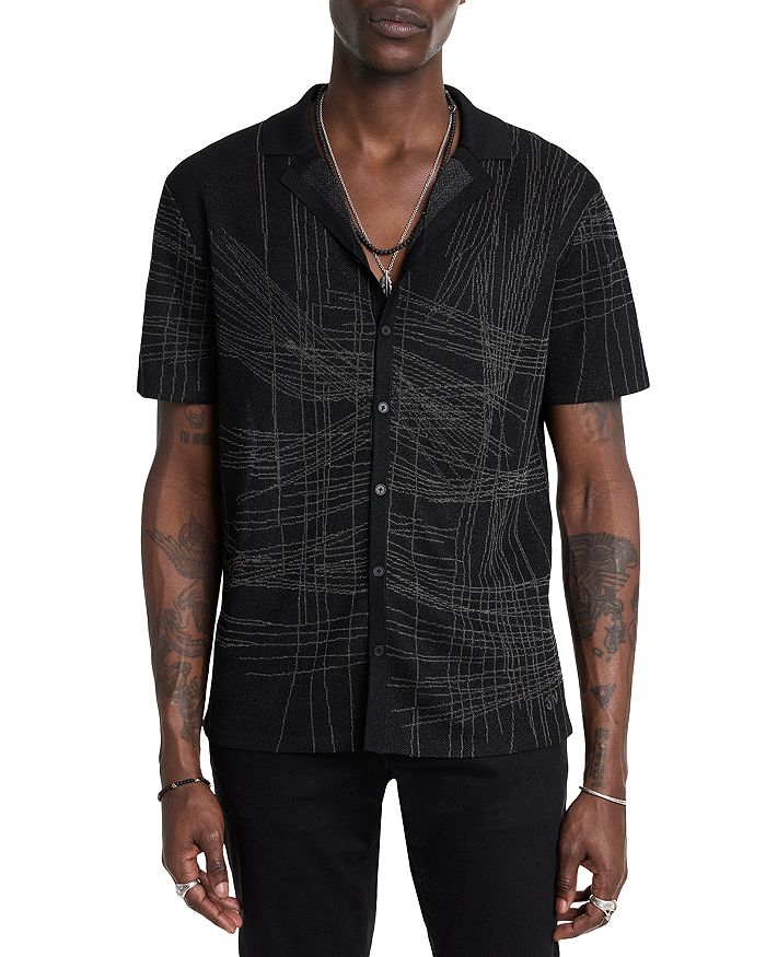 Рубашка на пуговицах Simon Metallic Cross Hatch Jacquard Camp John Varvatos, черный
Рубашка на пуговицах Simon Metallic Cross Hatch Jacquard Camp John Varvatos, черный
