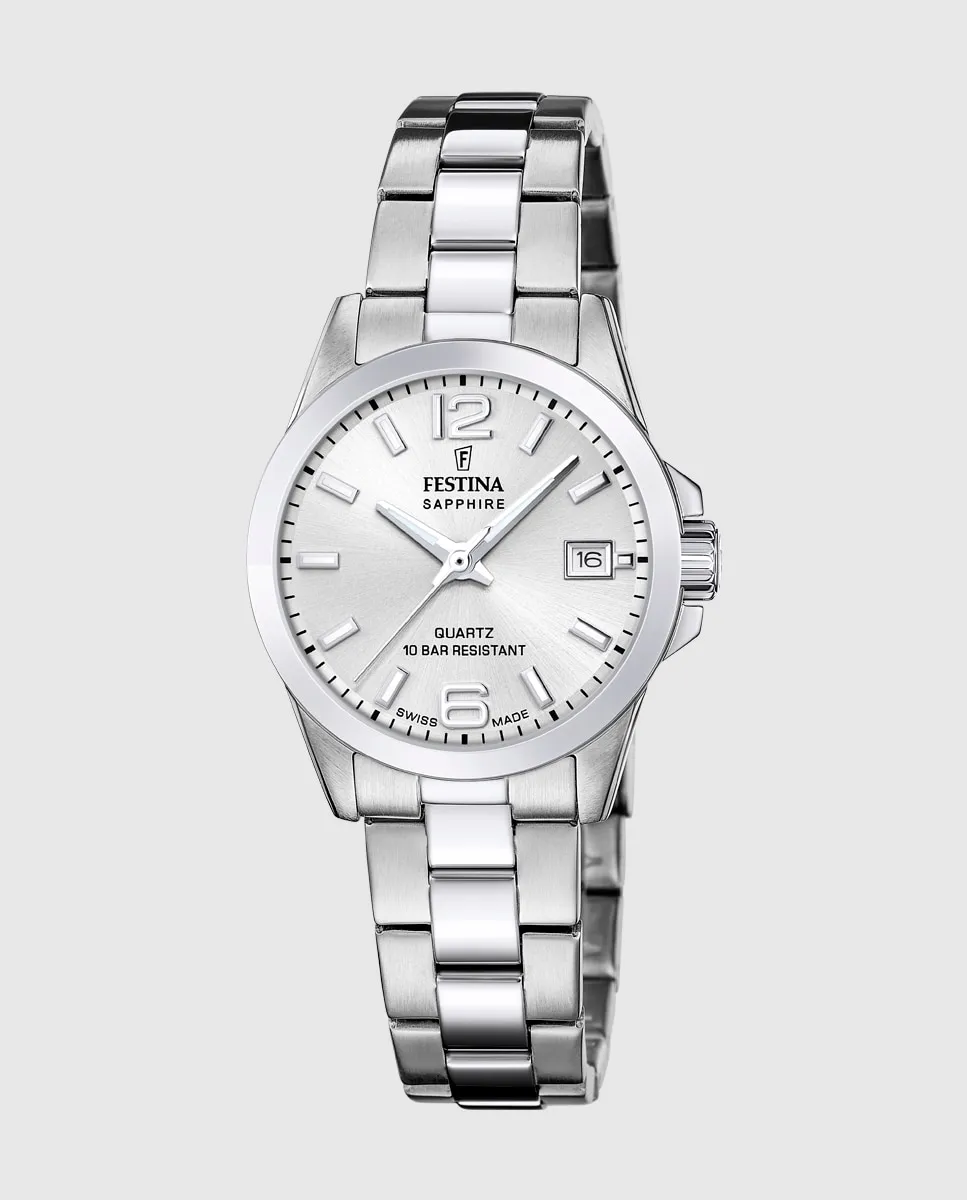 F20049/1 Швейцарские классические женские часы из серебристой стали Festina, серебряный
F20049/1 Швейцарские классические женские часы из серебристой стали Festina, серебряный