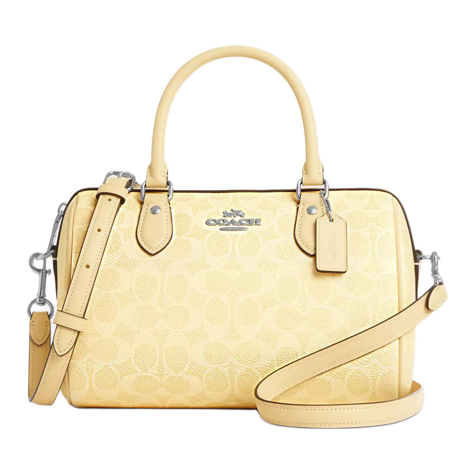 COACH Женская желтая сумка среднего размера из лакированного полотна 
COACH Женская желтая сумка среднего размера из лакированного полотна