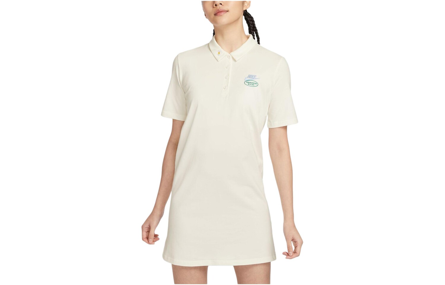Платье с короткими рукавами женское парусное белое Nike 
Платье с короткими рукавами женское парусное белое Nike