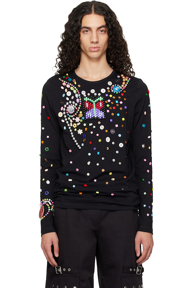 Ночная, не существующая, расшитая бисером футболка Chopova Lowena, черный
Ночная, не существующая, расшитая бисером футболка Chopova Lowena, черный