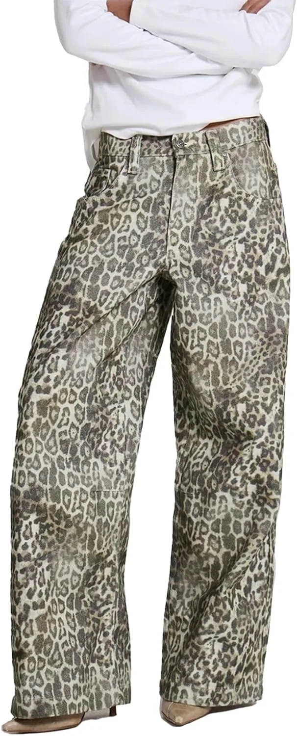 Kedera Women's Leopard Printed Straight Jeans Loose Y2K
Kedera Women's Leopard Printed Straight Jeans Loose Y2K