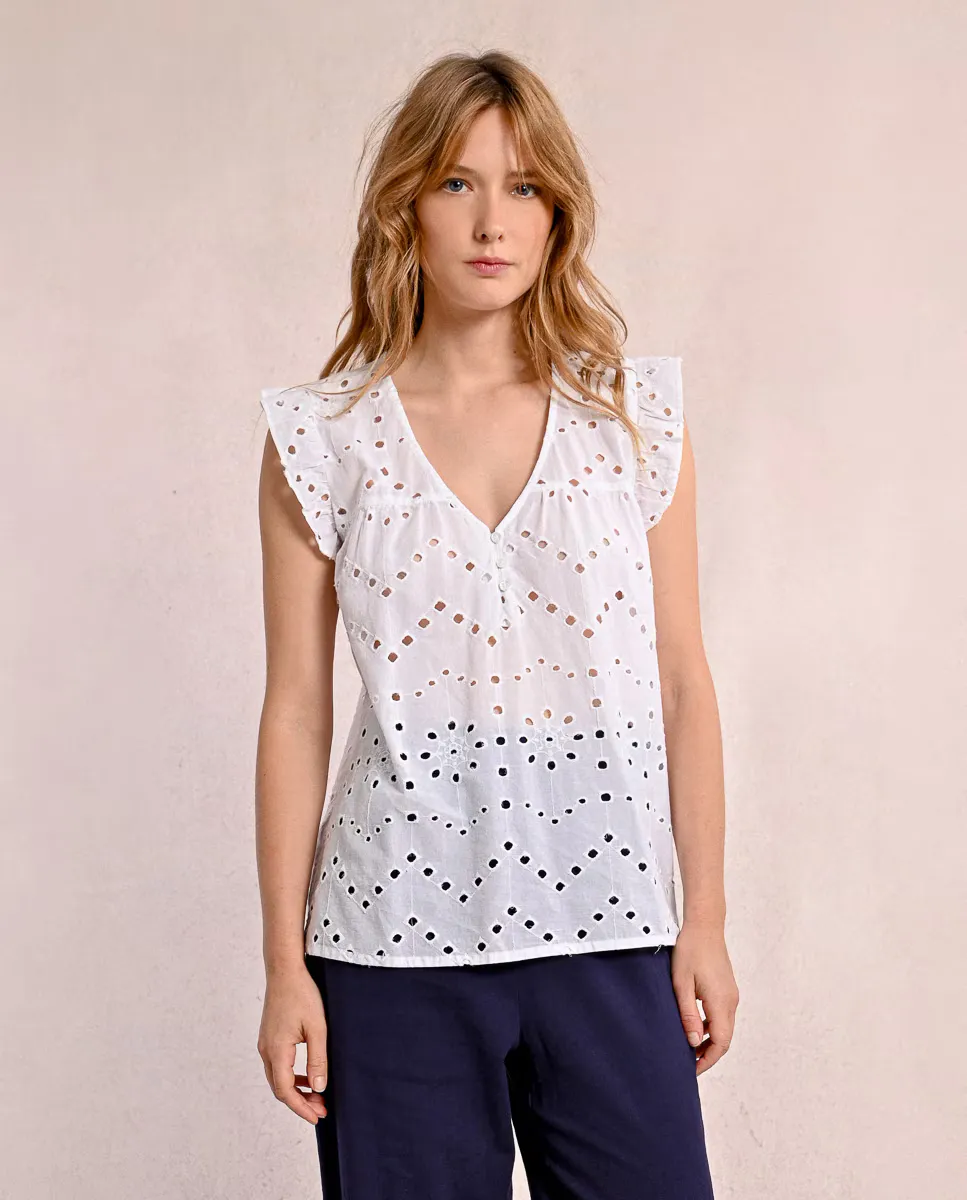 Ажурный женский топ с V-образным вырезом Molly Bracken, белый
Ажурный женский топ с V-образным вырезом Molly Bracken, белый