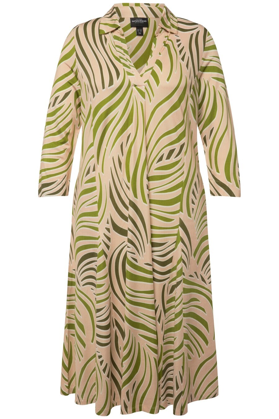 Платье Ulla Popken, бежевый/зеленый
Платье Ulla Popken, бежевый/зеленый