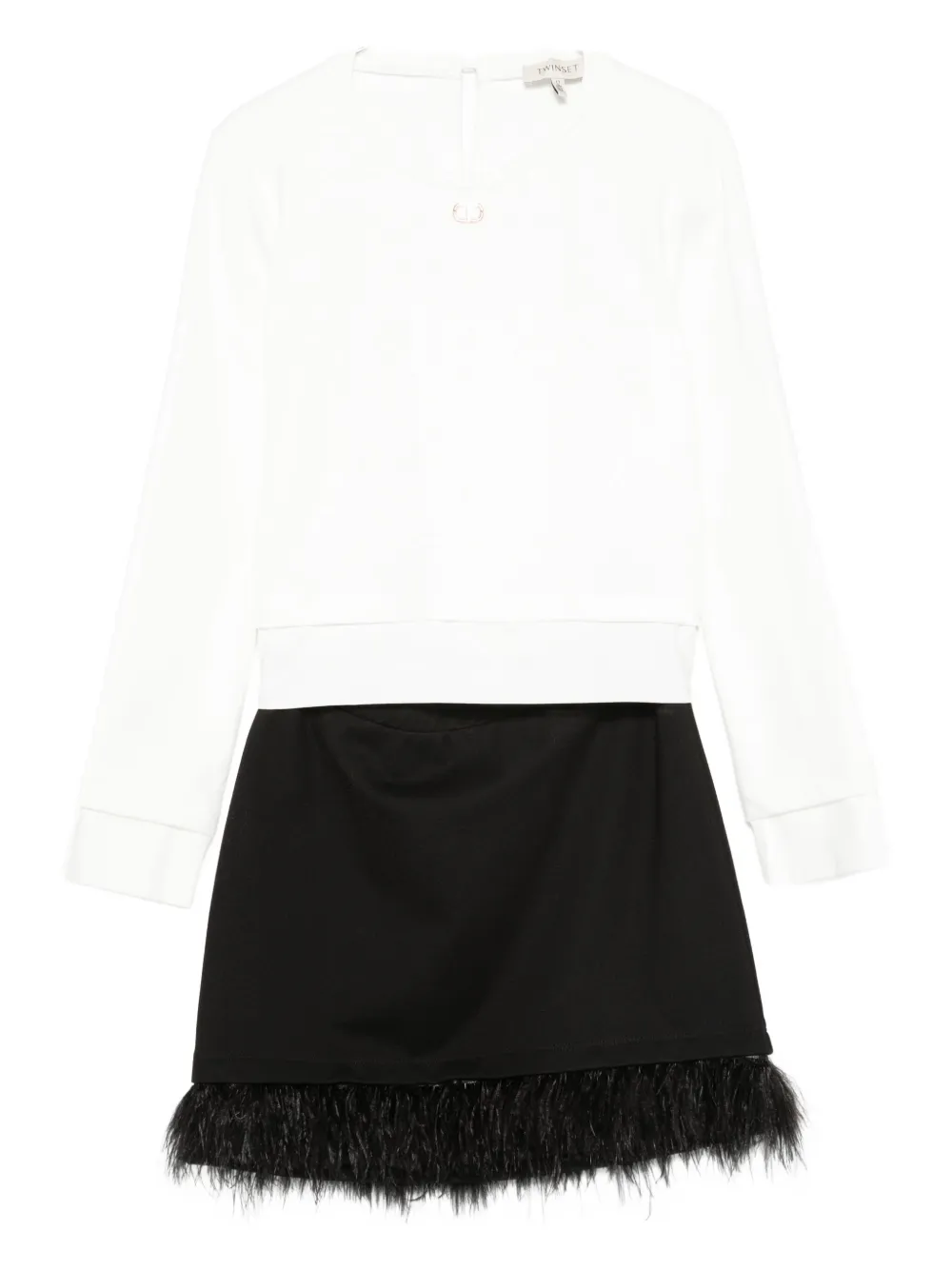 Двухцветное платье с отделкой из перьев TWINSET Kids, белый
Двухцветное платье с отделкой из перьев TWINSET Kids, белый