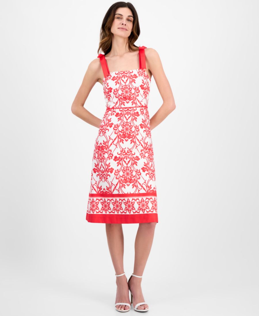 Женское миди-платье с принтом, бантом на плечах и каймой по низу Anne Klein, Hibiscus Red/White
Женское миди-платье с принтом, бантом на плечах и каймой по низу Anne Klein, Hibiscus Red/White