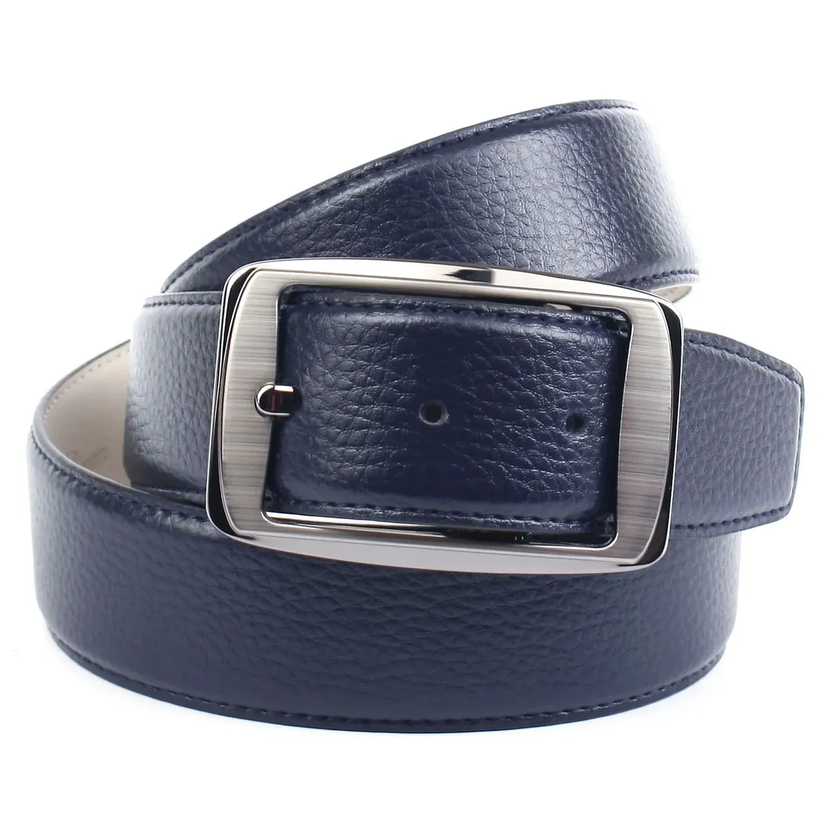 Кожаный ремень Anthoni Crown с черной металлической застежкой, синий
Кожаный ремень Anthoni Crown с черной металлической застежкой, синий