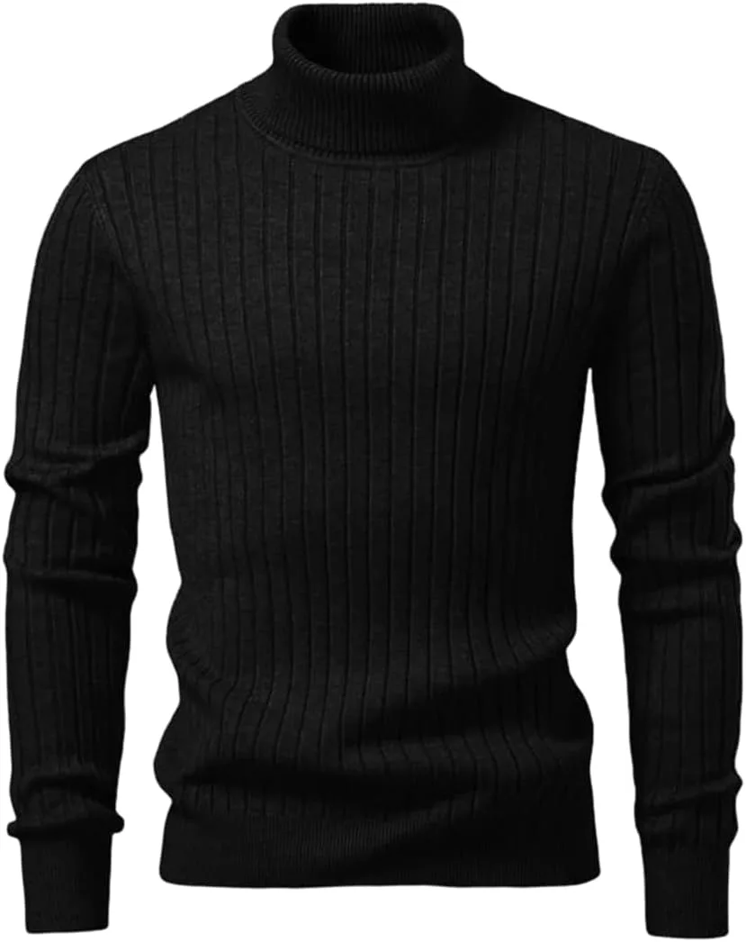 Мужской вязаный свитер с водолазкой в полоску
Мужской вязаный свитер с водолазкой в полоску