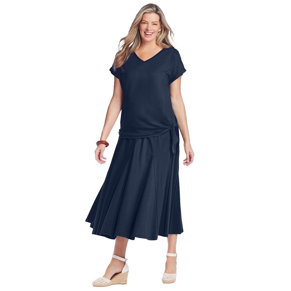 Женщина в женской трикотажной футболке больших размеров с завязками по бокам Woman Within, темно-синий
Женщина в женской трикотажной футболке больших размеров с завязками по бокам Woman Within, темно-синий