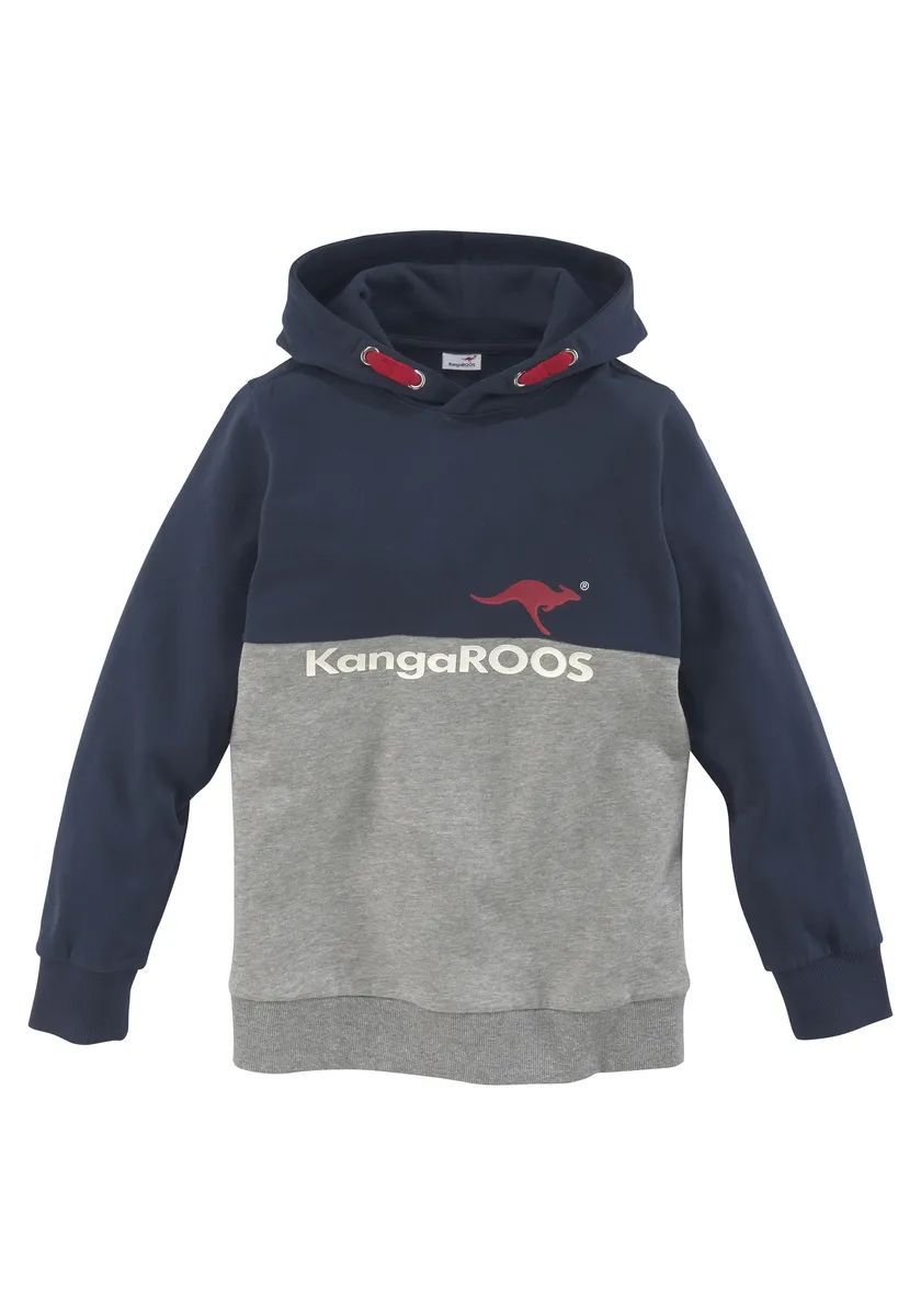 Толстовка KangaROOS с капюшоном "Колорблокинг", двухцветная с логотипом, серый 
Толстовка KangaROOS с капюшоном "Колорблокинг", двухцветная с логотипом, серый
