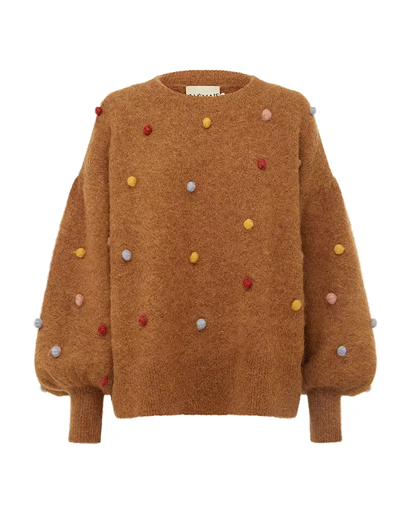 Свитер с рукавами-фонариками и помпонами Alémais, коричневый
Свитер с рукавами-фонариками и помпонами Alémais, коричневый
