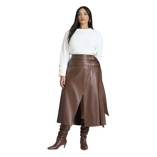 Юбка из искусственной кожи с двойным поясом, plus size Eloquii
Юбка из искусственной кожи с двойным поясом, plus size Eloquii