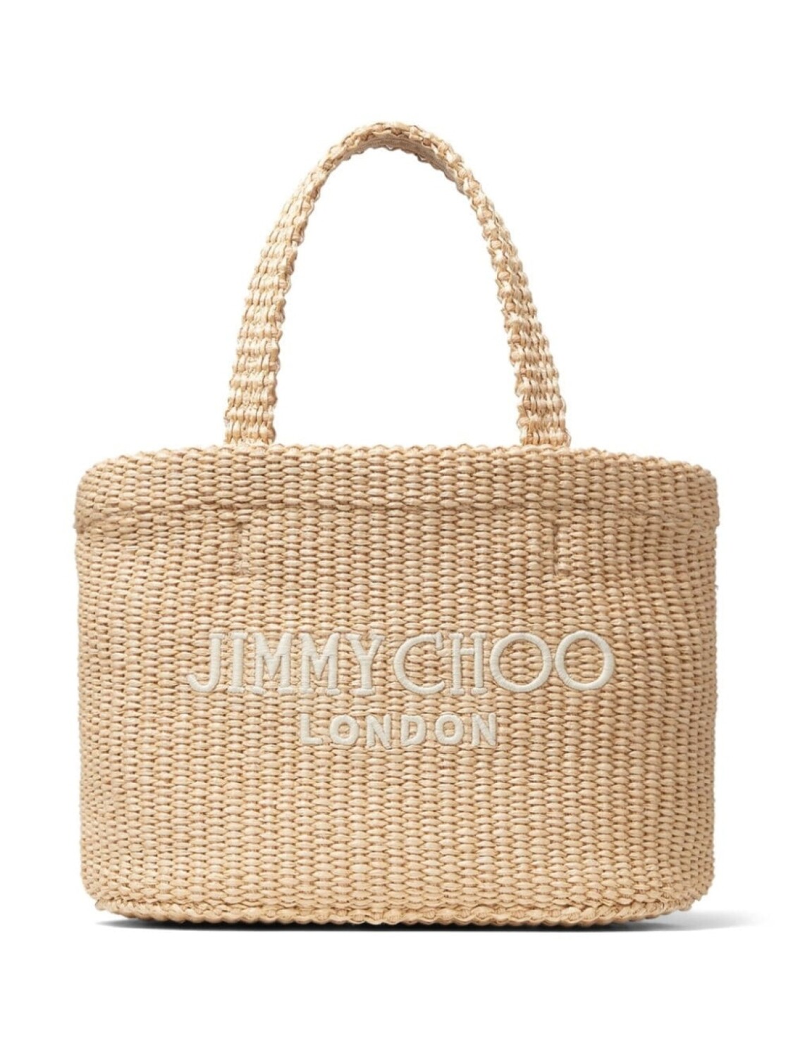 Пляжная мини-сумка Jimmy Choo с вышитым логотипом, нейтральный цвет 
Пляжная мини-сумка Jimmy Choo с вышитым логотипом, нейтральный цвет