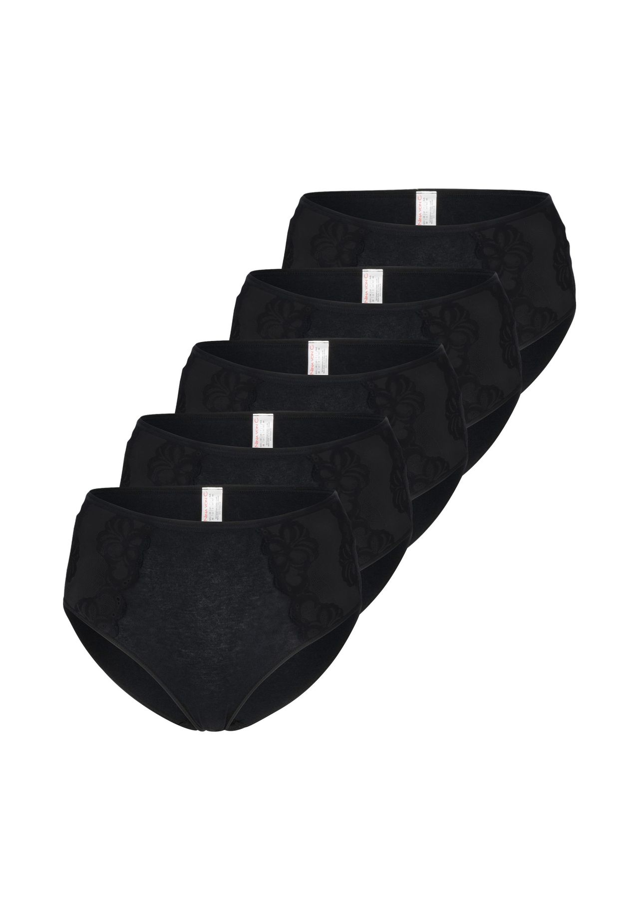 Трусики на пояс, набор из 5 базовых шт Nina von C., черный
Трусики на пояс, набор из 5 базовых шт Nina von C., черный