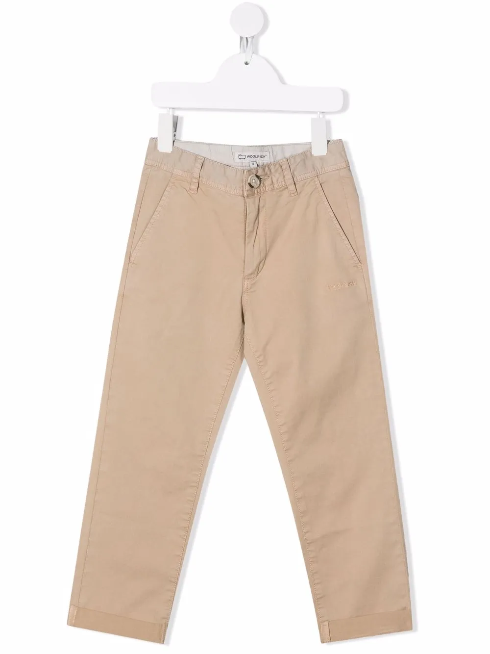 Брюки чинос с вышитым логотипом Woolrich Kids, нейтральный 
Брюки чинос с вышитым логотипом Woolrich Kids, нейтральный