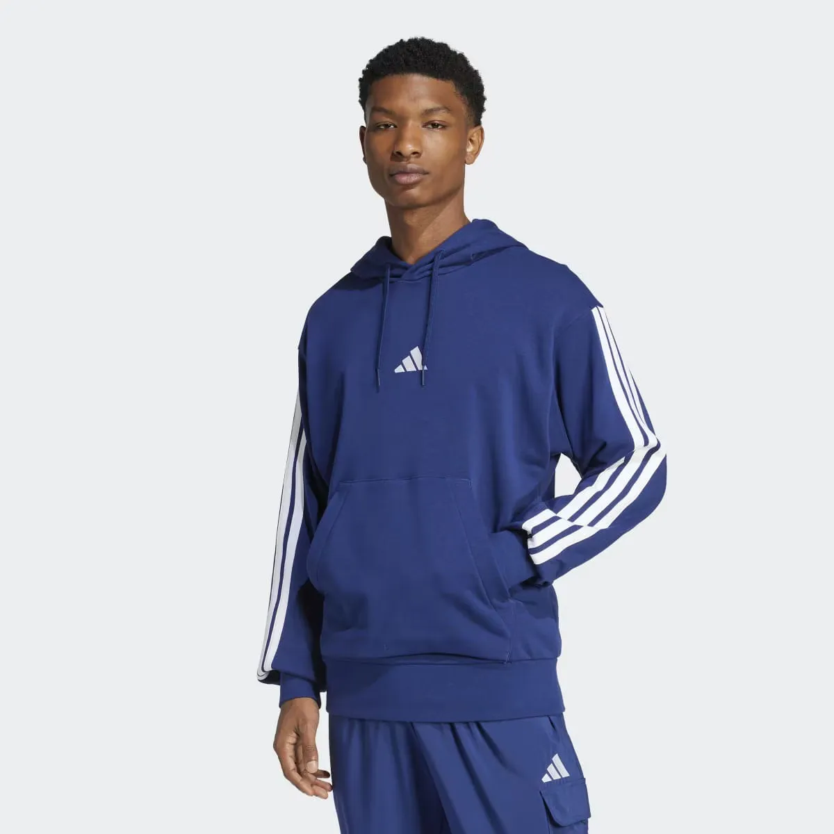Men's Essentials Французская махровость 3 полоски Adidas Толстовка с капюшоном, синий
Men's Essentials Французская махровость 3 полоски Adidas Толстовка с капюшоном, синий
