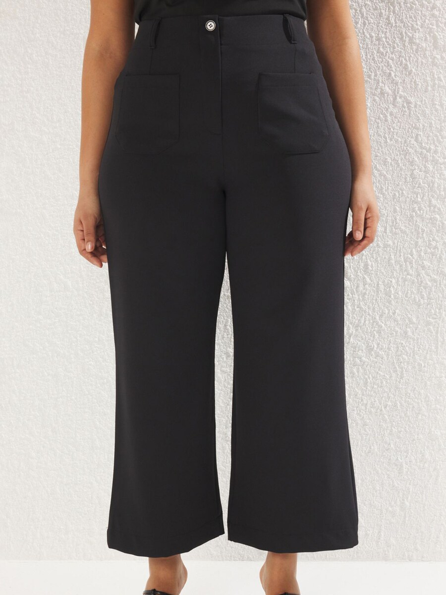 Широкие брюки Trendyol Curve, черный 
Широкие брюки Trendyol Curve, черный