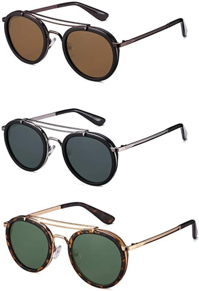 Ретро-солнцезащитные очки с двойной перемычкой, поляризованные, металлическая оправа, защита от УФ-излучения UV400, классические круглые поляризованные солнцезащитные очки UQKY, Cranberry 3
Ретро-солнцезащитные очки с двойной перемычкой, поляризованные, металлическая оправа, защита от УФ-излучения UV400, классические круглые поляризованные солнцезащитные очки UQKY, Cranberry 3