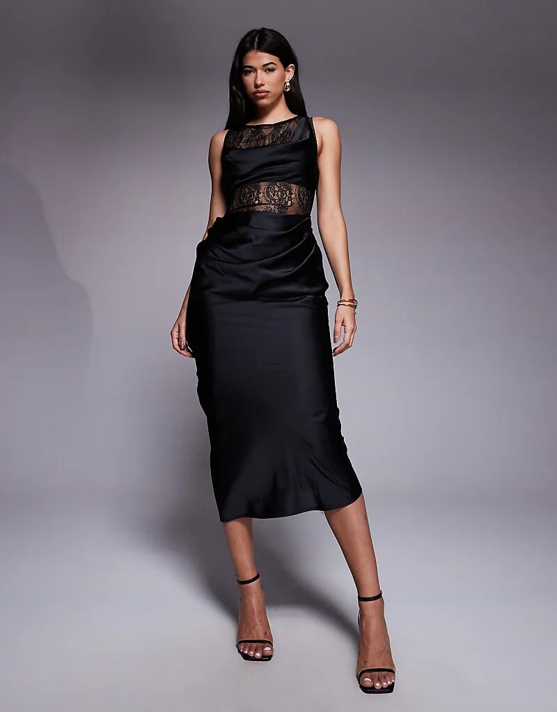 Платье миди из кружева и стираного атласа ASOS DESIGN с косой драпировкой, черное
Платье миди из кружева и стираного атласа ASOS DESIGN с косой драпировкой, черное