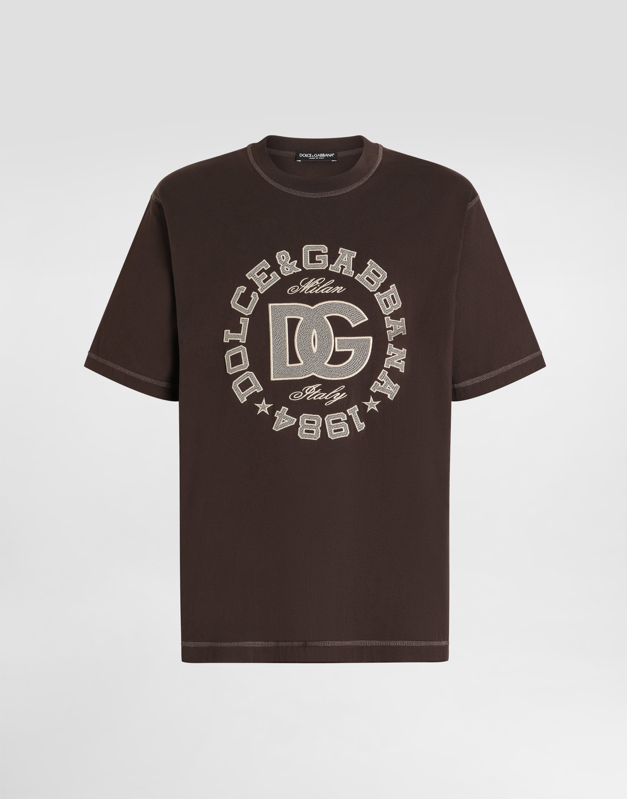 Хлопковая футболка с вышивкой Dolce & Gabbana, коричневый
Хлопковая футболка с вышивкой Dolce & Gabbana, коричневый