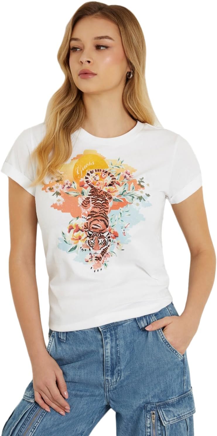 GUESS Женская футболка с коротким рукавом Eco Short Crouching Tiger, Pure White, Белый, GUESS Женская футболка с коротким рукавом Eco Short Crouching Tiger, Pure White
GUESS Женская футболка с коротким рукавом Eco Short Crouching Tiger, Pure White, Белый, GUESS Женская футболка с коротким рукавом Eco Short Crouching Tiger, Pure White