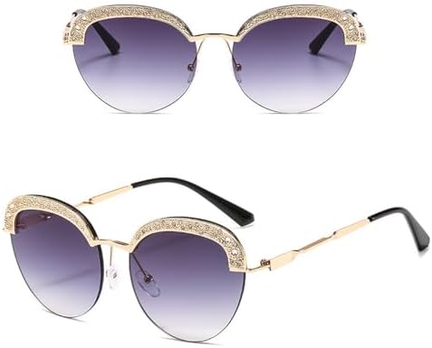 Круглые солнцезащитные очки для женщин, полуободковая оправа из сплава с алмазной оправой, градиентные линзы, металлические петли, защита от УФ-излучения UV400 MTZJH, C2
Круглые солнцезащитные очки для женщин, полуободковая оправа из сплава с алмазной оправой, градиентные линзы, металлические петли, защита от УФ-излучения UV400 MTZJH, C2