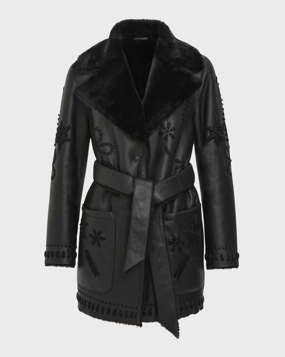 Жакет из овчины с вышивкой и запахом Gorski, черный
Жакет из овчины с вышивкой и запахом Gorski, черный