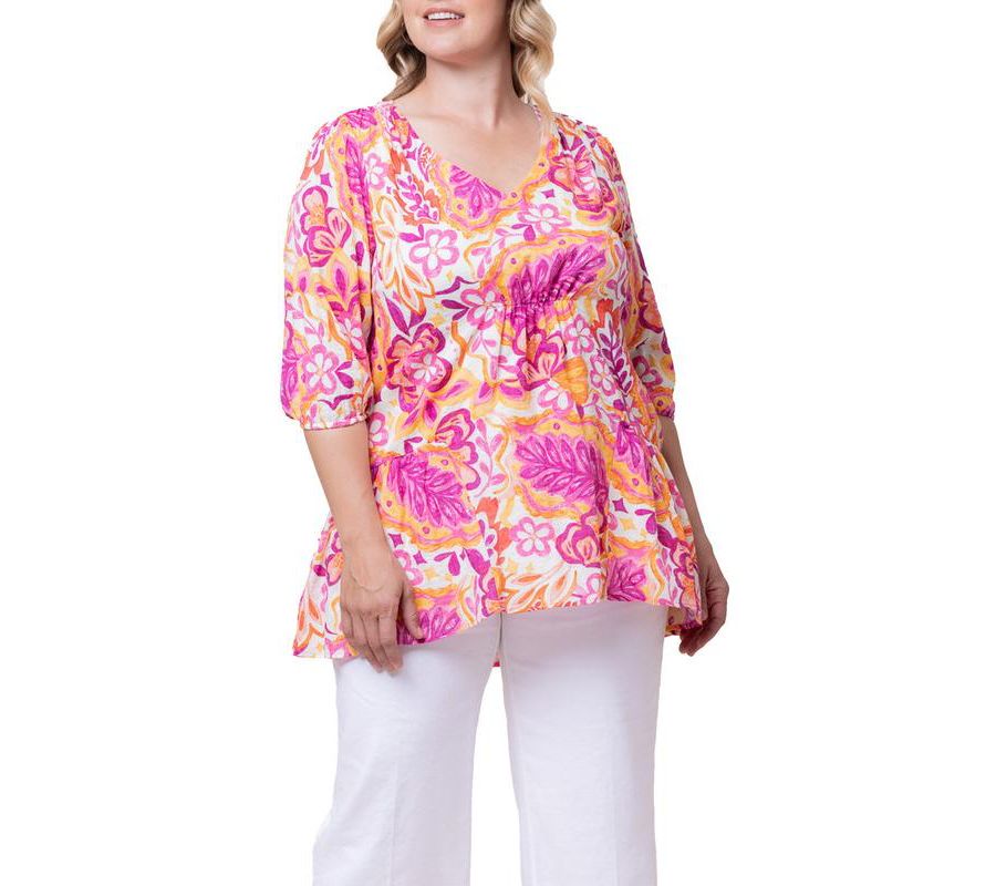 Женская туника большого размера Oasis с V-образным вырезом Kiyonna, Artful tropical print
Женская туника большого размера Oasis с V-образным вырезом Kiyonna, Artful tropical print