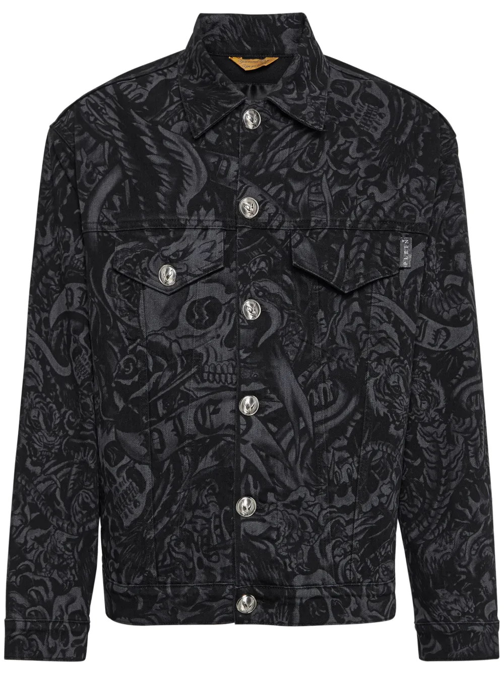 Джинсовая куртка с принтом Philipp Plein, черный 
Джинсовая куртка с принтом Philipp Plein, черный