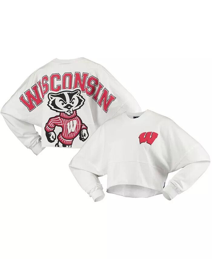 Женская укороченная футболка с длинным рукавом White Wisconsin Badgers с необработанным подолом Spirit Jersey
Женская укороченная футболка с длинным рукавом White Wisconsin Badgers с необработанным подолом Spirit Jersey