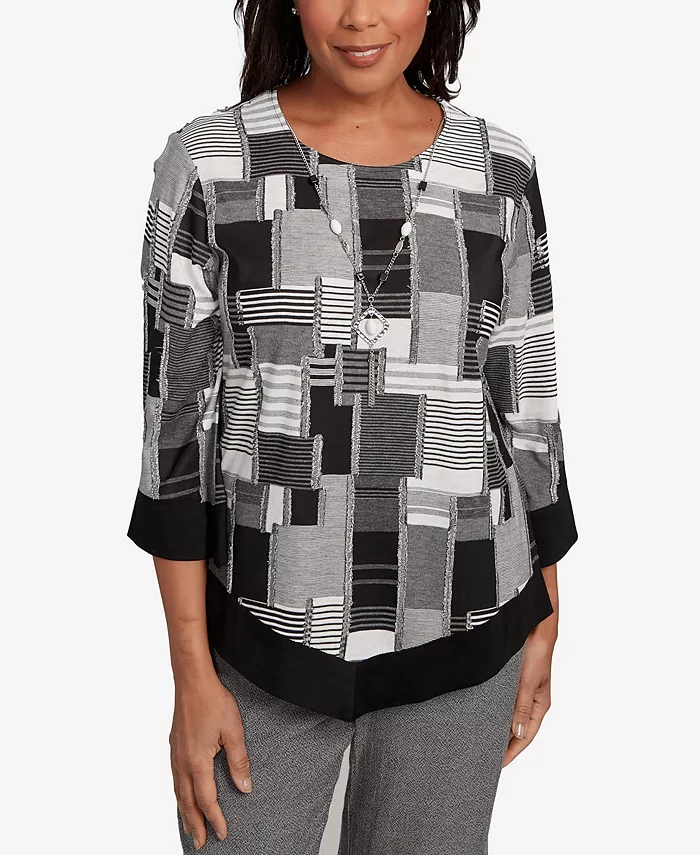 Миниатюрный топ в стиле пэчворк с черной отделкой в стиле Санта-Барбара Alfred Dunner, черный
Миниатюрный топ в стиле пэчворк с черной отделкой в стиле Санта-Барбара Alfred Dunner, черный