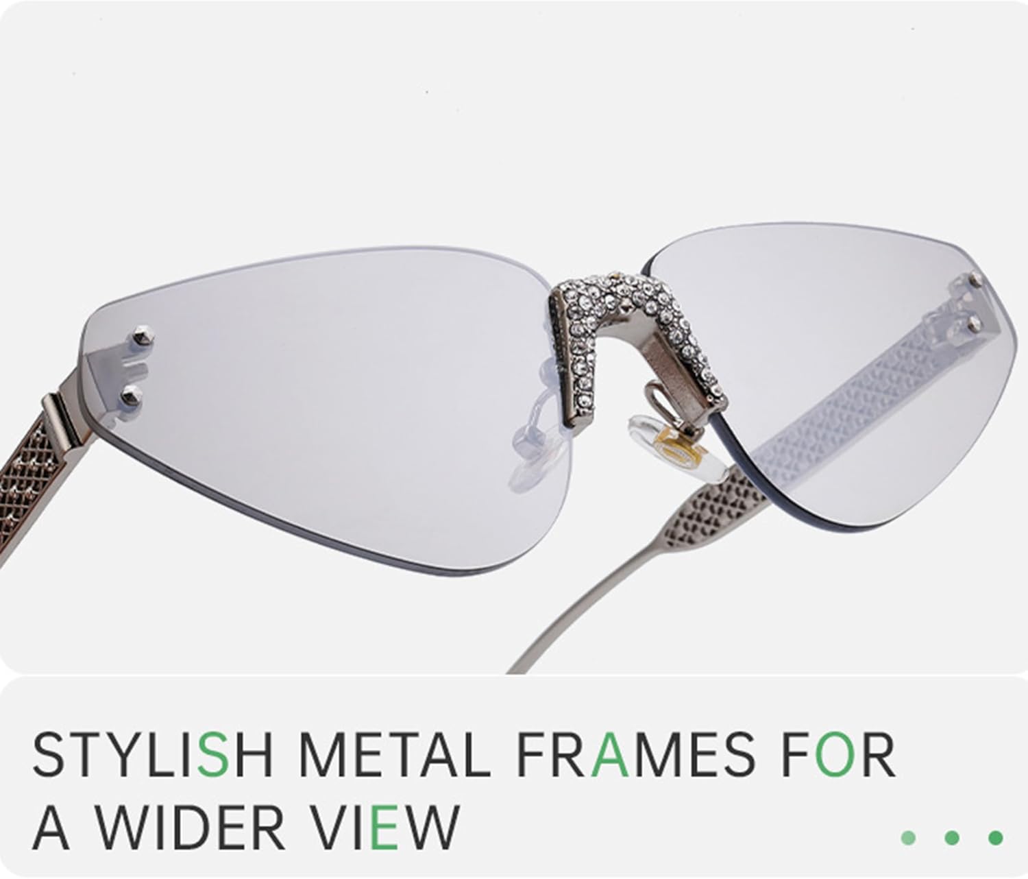 Женские модные солнцезащитные очки без оправы bullabulling с блестящей металлической оправой и кристаллами, в стиле панк, с бриллиантами, с защитой от УФ-излучения UV400, C3
Женские модные солнцезащитные очки без оправы bullabulling с блестящей металлической оправой и кристаллами, в стиле панк, с бриллиантами, с защитой от УФ-излучения UV400, C3