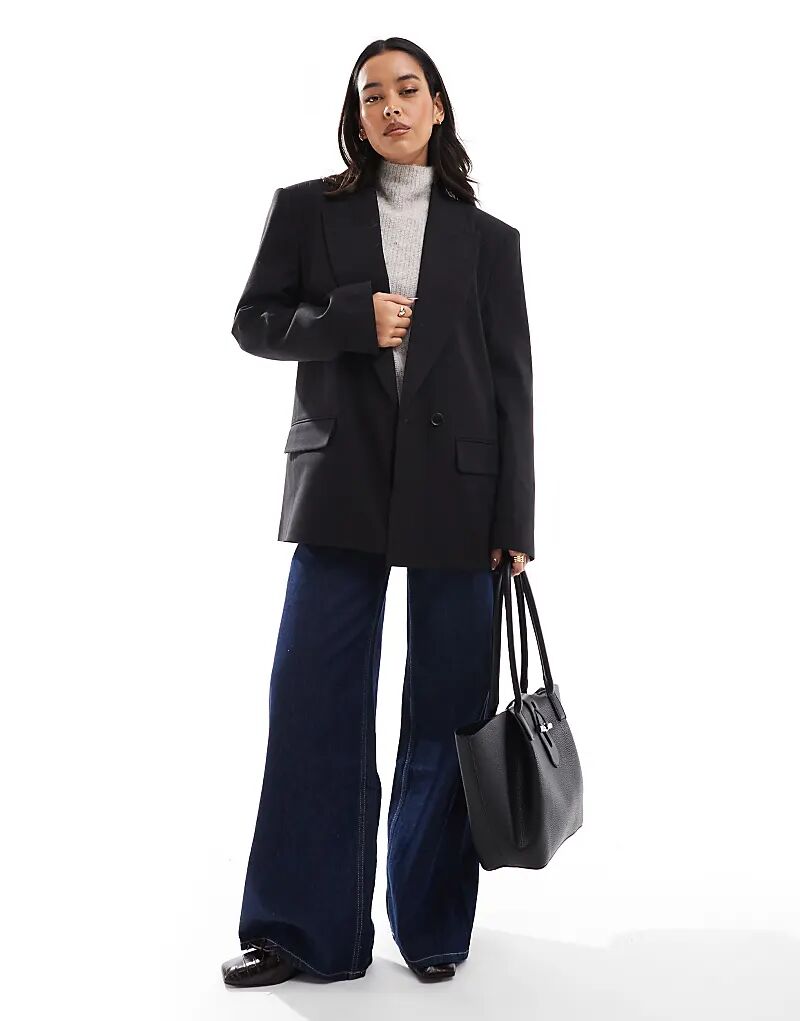 Двубортный пиджак с широкими плечами черного цвета ASOS DESIGN, Черный, Двубортный пиджак с широкими плечами черного цвета ASOS DESIGN 
Двубортный пиджак с широкими плечами черного цвета ASOS DESIGN, Черный, Двубортный пиджак с широкими плечами черного цвета ASOS DESIGN