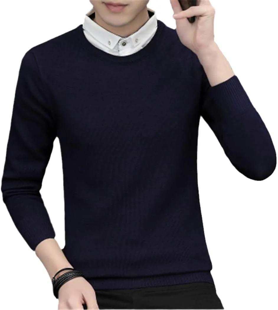 KEHAIOO мужской вязаный свитер с имитацией рубашечного воротника, круглый вырез, однотонный
KEHAIOO мужской вязаный свитер с имитацией рубашечного воротника, круглый вырез, однотонный