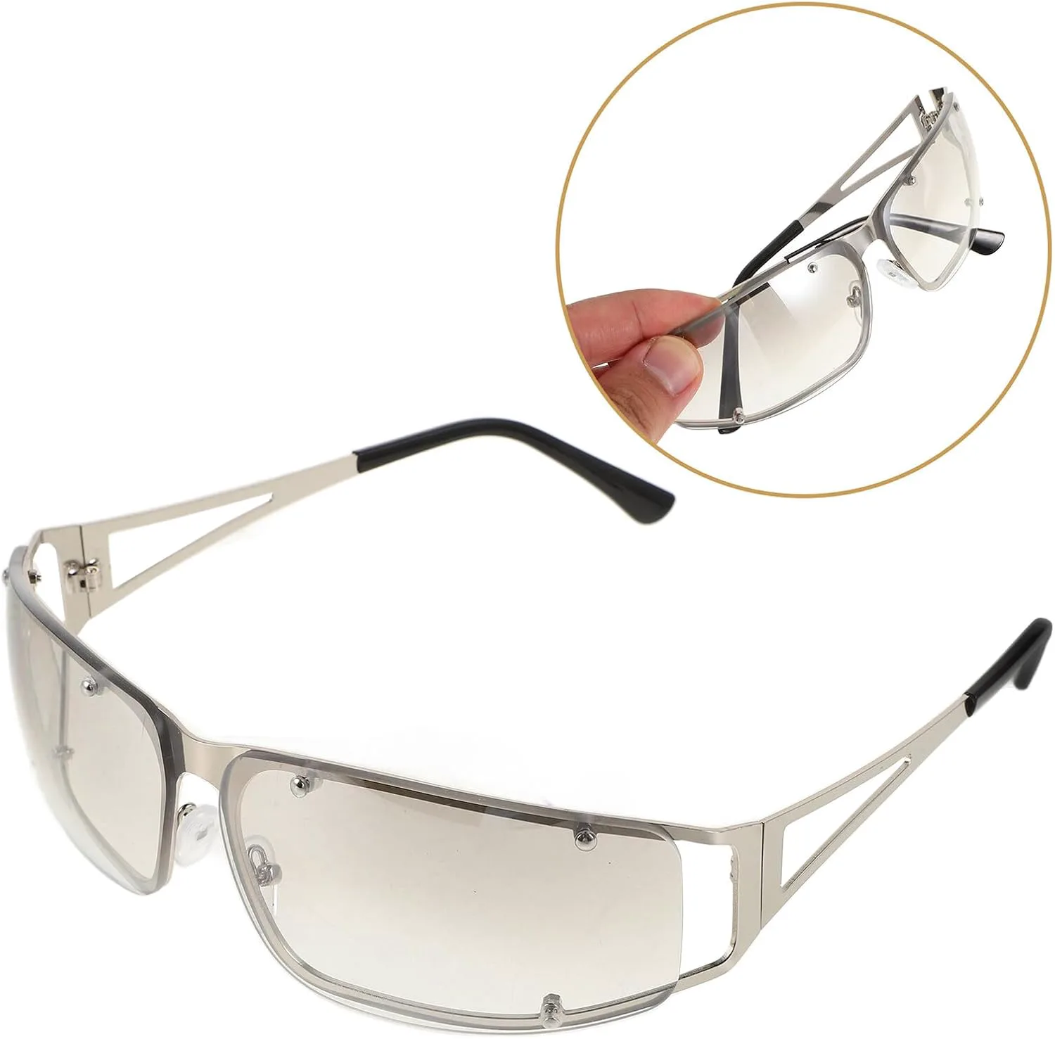 Солнцезащитные очки GLEAVI, ретро-стиль, металлическая оправа, полые линзы, унисекс, серебристая оправа, градиентные линзы, для вечеринок и пляжа, разноцветные
Солнцезащитные очки GLEAVI, ретро-стиль, металлическая оправа, полые линзы, унисекс, серебристая оправа, градиентные линзы, для вечеринок и пляжа, разноцветные