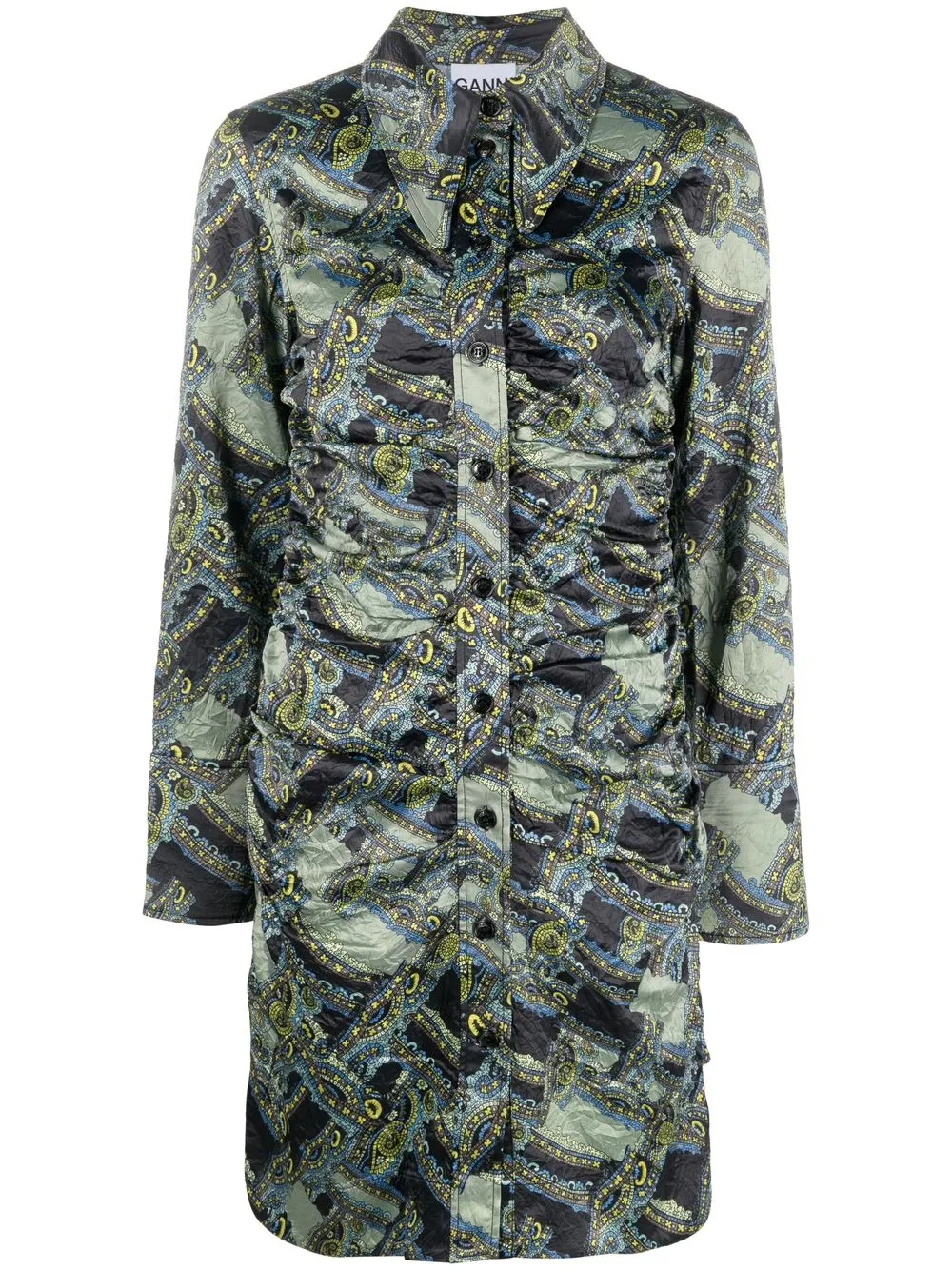 Платье-рубашка на пуговицах с принтом пейсли GANNI, зеленый
Платье-рубашка на пуговицах с принтом пейсли GANNI, зеленый