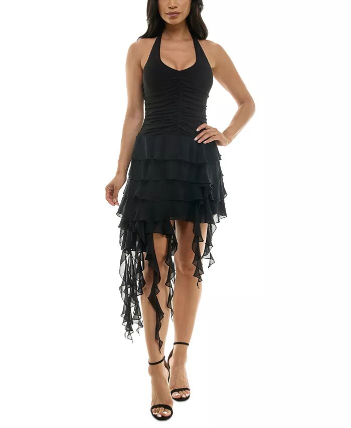 Асимметричное облегающее платье с оборками и халтером для юниоров Emerald Sundae, черный
Асимметричное облегающее платье с оборками и халтером для юниоров Emerald Sundae, черный