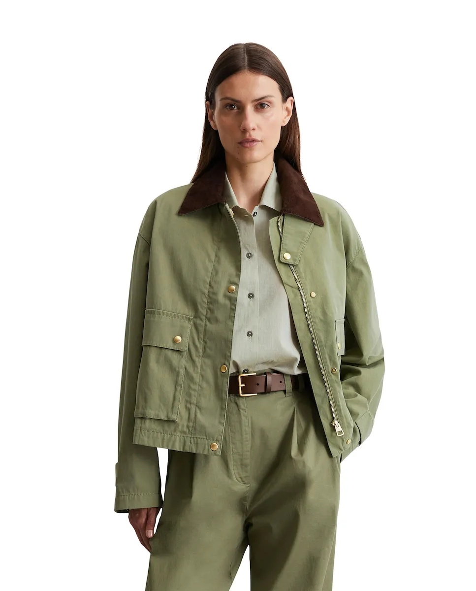 Женская куртка-трапеция из хлопка с вельветовым воротником Marc O'Polo, зеленый
Женская куртка-трапеция из хлопка с вельветовым воротником Marc O'Polo, зеленый