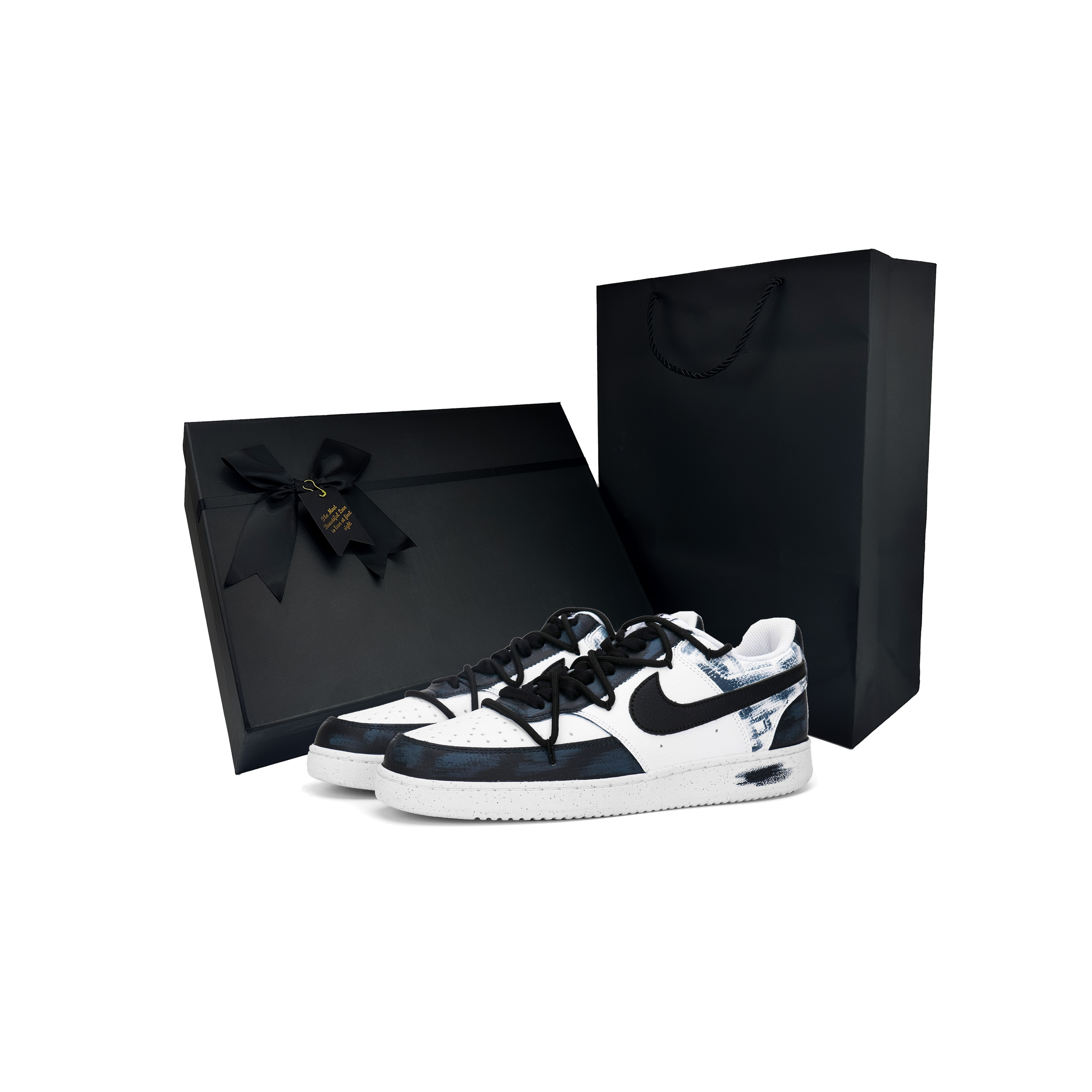 Nike Court Vision 1 Dark Night Thorn 2 Box устойчивые к истиранию низкие скейтборд кроссовки мужские Black Blue
Nike Court Vision 1 Dark Night Thorn 2 Box устойчивые к истиранию низкие скейтборд кроссовки мужские Black Blue