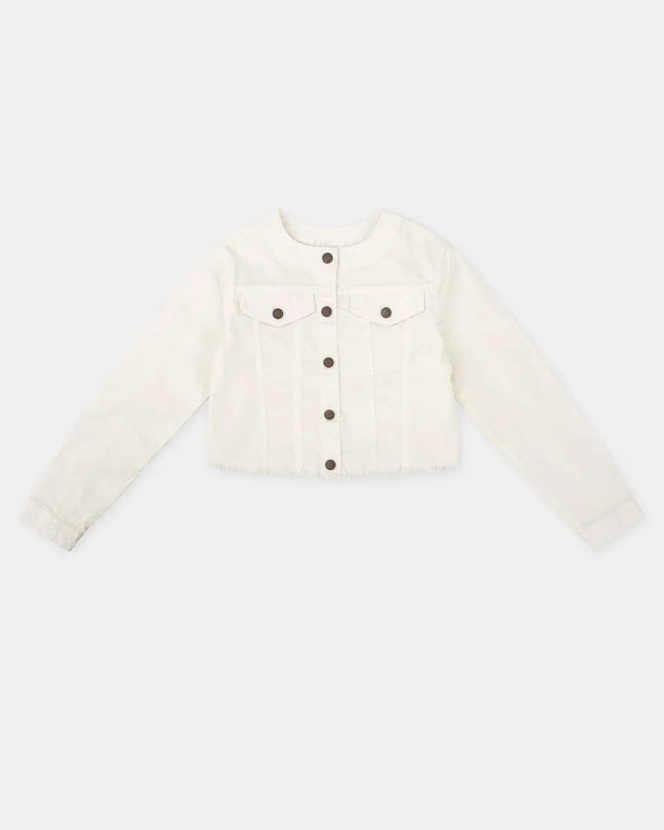 Куртка для девочки с круглым вырезом и необработанным краем Tutto Piccolo, белый
Куртка для девочки с круглым вырезом и необработанным краем Tutto Piccolo, белый