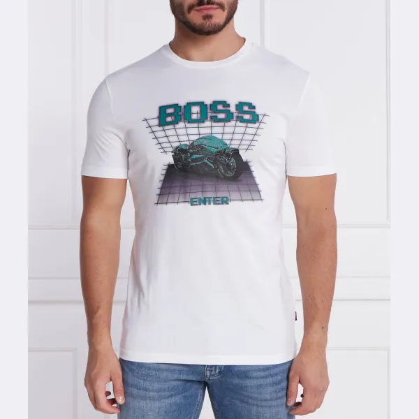 Подростковая футболка обычного кроя Boss, белый 
Подростковая футболка обычного кроя Boss, белый