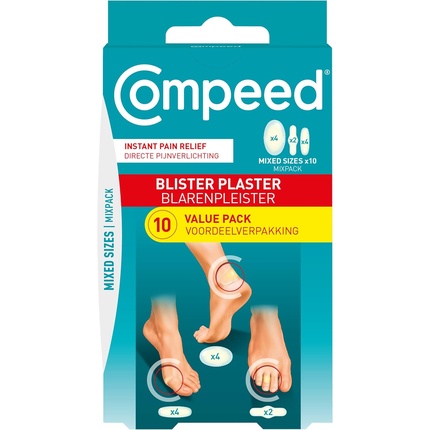 Микс 10 гидроколлоидных пластырей для лечения стоп Compeed
Микс 10 гидроколлоидных пластырей для лечения стоп Compeed