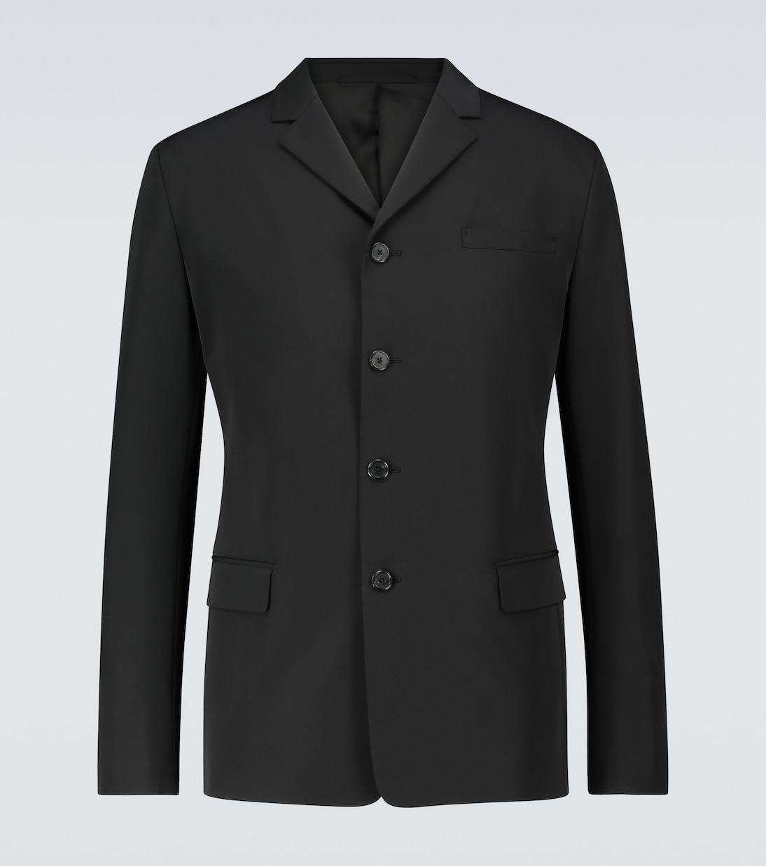 Однобортный технический блейзер Prada, черный
Однобортный технический блейзер Prada, черный