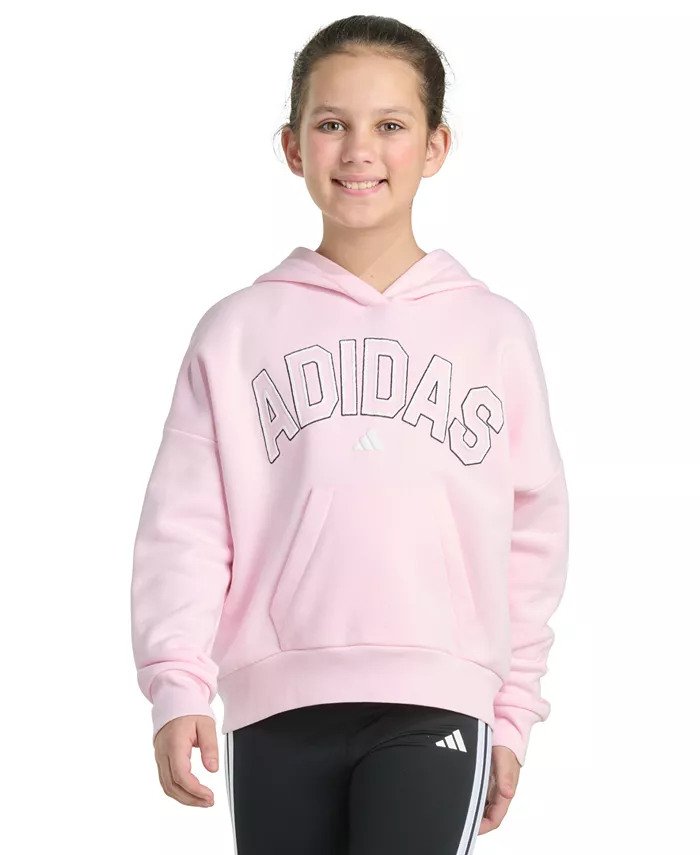 Беспокровный флисовый худи с длинным рукавом и принтом для девочек постарше adidas, розовый
Беспокровный флисовый худи с длинным рукавом и принтом для девочек постарше adidas, розовый