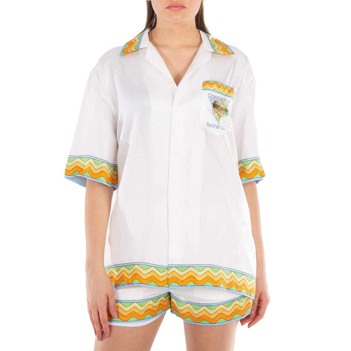 Casablanca Afro Cubism Теннисная шелковая рубашка, Размер X-Small, белый
Casablanca Afro Cubism Теннисная шелковая рубашка, Размер X-Small, белый