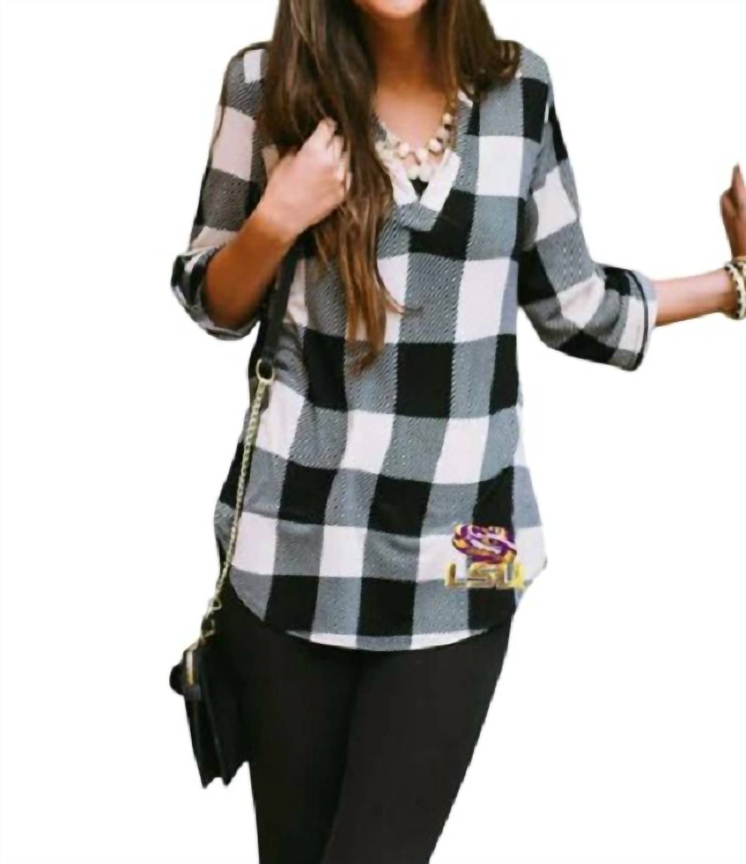 Туника в клетку Lsu черного/белого цвета Gameday Couture
Туника в клетку Lsu черного/белого цвета Gameday Couture