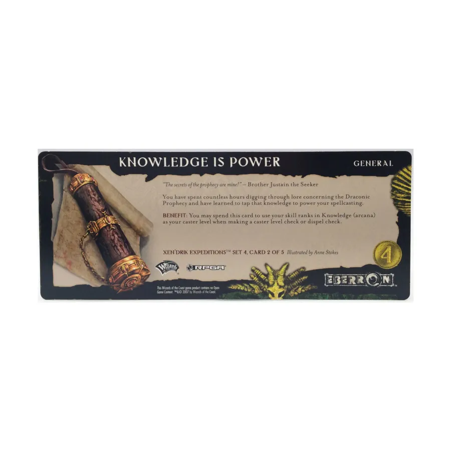 Xen'Drik Expeditions RPGA, набор 4 — карта 2 из 5, «Знание — сила», Eberron (d20)
Xen'Drik Expeditions RPGA, набор 4 — карта 2 из 5, «Знание — сила», Eberron (d20)